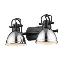Golden 3602-BA2 BLK-CH - Yep by Golden Lighting Duncan 2-light Vanity in Matte Black and Chrome shade